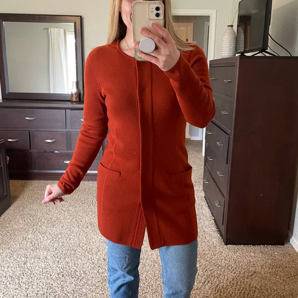 Talbots Sweaters - Talbots Rust Orange Pure Merino Wool Cardigsn Has pockets! Xsmall